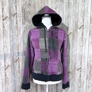 Women's Hurley Hoodie | Full-Zip | Thermal Lined | Purple, Gray & Black | Large